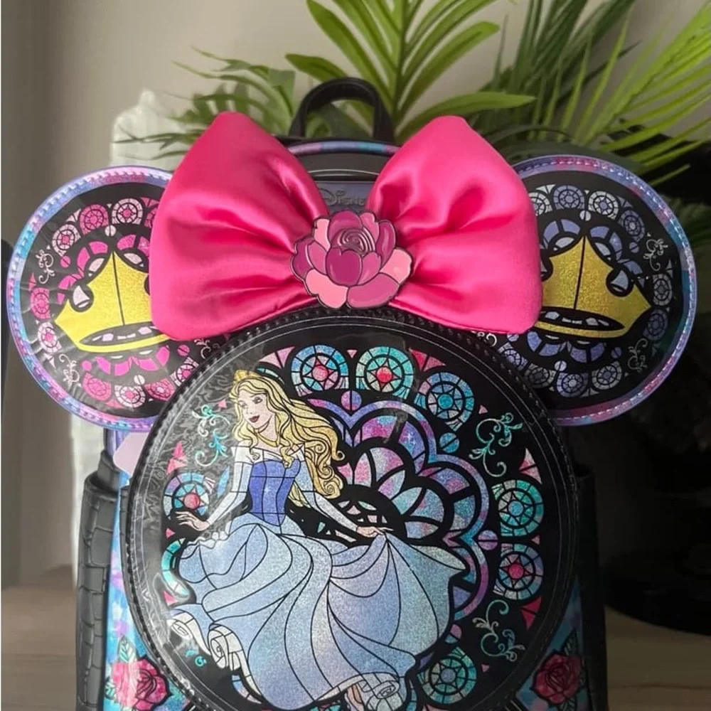Disney Stained Glass Princess Backpack with Pink Bow - Picture 2 of 10